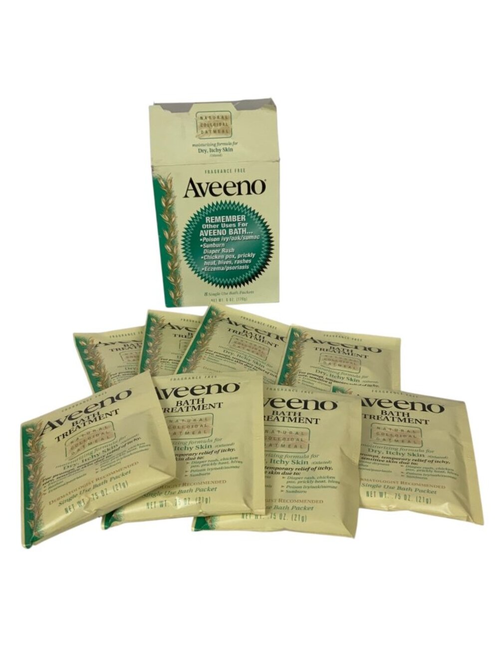 Aveeno Bath Treatment For Dry Itchy Skin Natural Colloidal Oatmeal 8 Packets 6 o